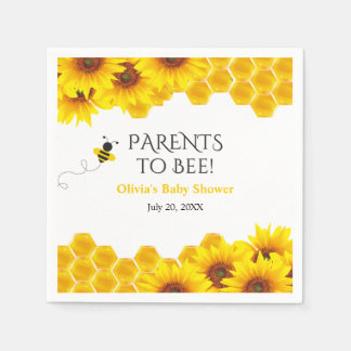 Yellow Honeycomb Parents to Bee Baby Shower  Napkin
