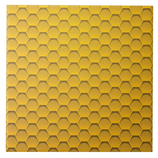 Yellow Honeycomb Pattern Ceramic Tile (Front)