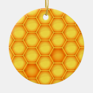 Yellow Honeycomb Pattern Ceramic Tree Decoration
