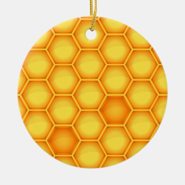 Yellow Honeycomb Pattern Ceramic Tree Decoration (Front)