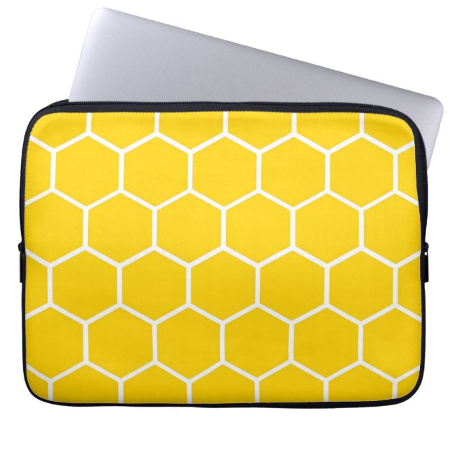 Yellow honeycomb pattern laptop sleeve (Front)
