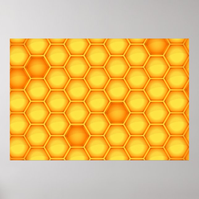Yellow Honeycomb Pattern Poster (Front)