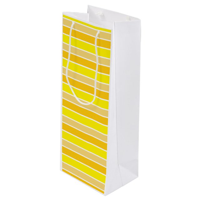 Yellow Horizontal Stripes Wine Gift Bag (Front Angled)