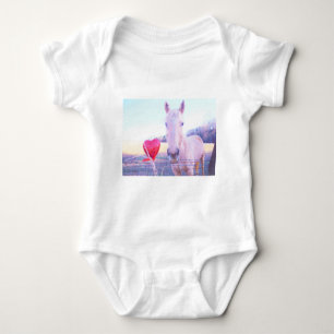 Yellow Horse and Red  Heart Baby Bodysuit
