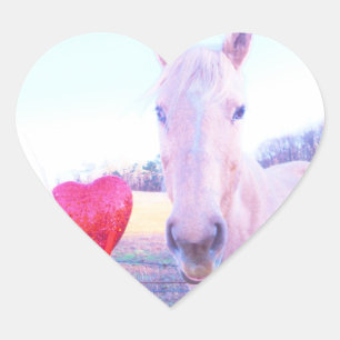 Yellow Horse and Red  Heart Sticker