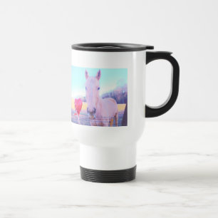 Yellow Horse and Red  Heart Travel Mug