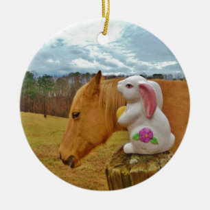 Yellow Horse, Spring Rabbit Ceramic Tree Decoration