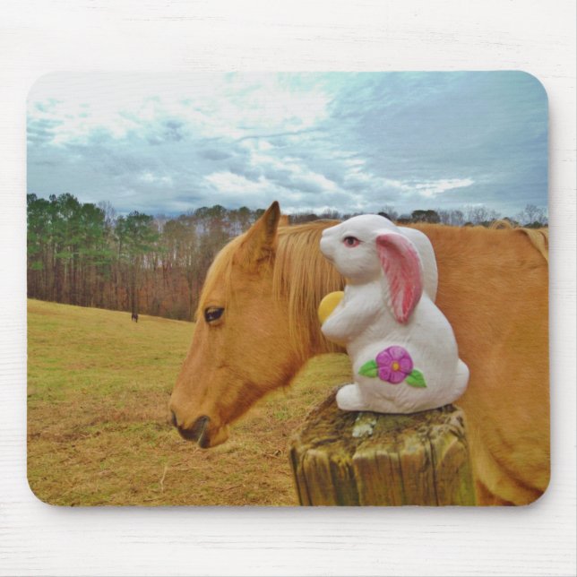 Yellow Horse, Spring Rabbit Mouse Pad (Front)