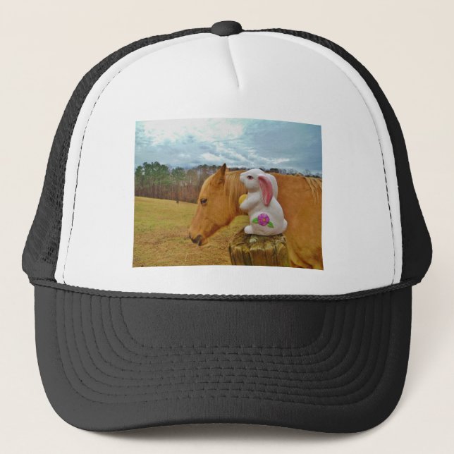 Yellow Horse, Spring Rabbit Trucker Hat (Front)