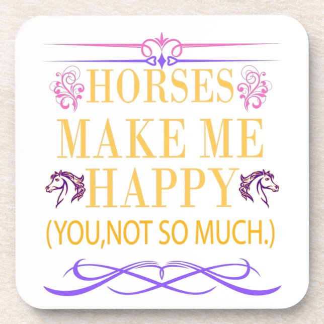 Yellow Horses Make Me Happy But You Not So Much    Coaster (Front)