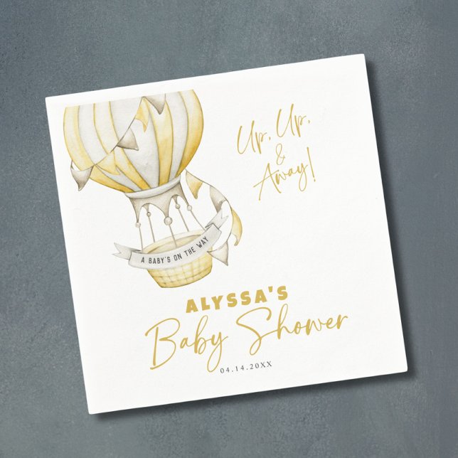 Yellow Hot Air Balloon Baby Shower Napkin (Creator Uploaded)