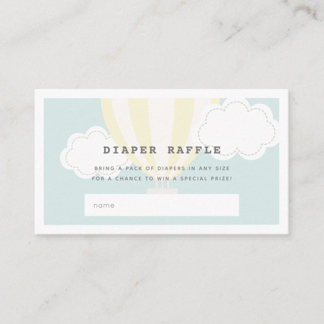 Yellow Hot Air Balloon Diaper Raffle Ticket Enclosure Card (Front)