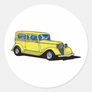 Yellow Hot Rod Classic Round Sticker
