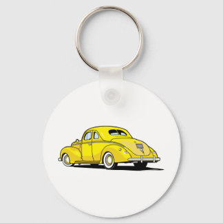 Yellow Hot Rod Coupe Key Ring