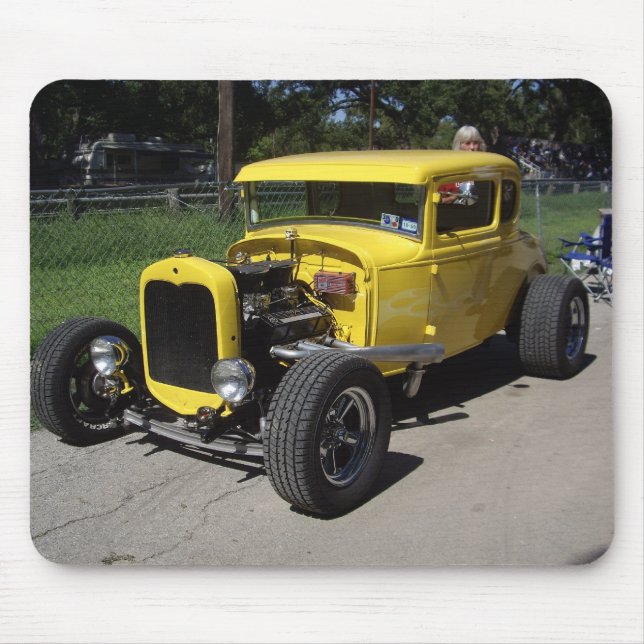 Yellow Hot Rod Mouse Pad (Front)