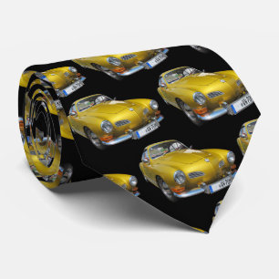 Yellow Hotrod 1940s Car Pattern Tie