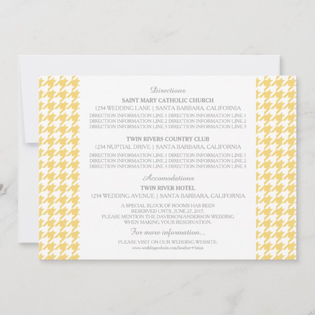 Yellow Houndstooth Information Card (Front)