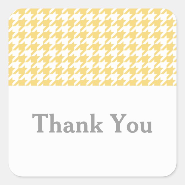 Yellow Houndstooth Thank You Stickers (Front)