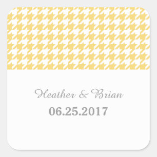 Yellow Houndstooth Wedding Stickers