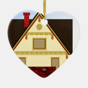 Yellow house ceramic ornament
