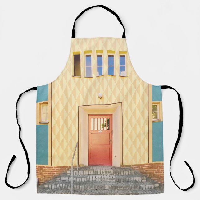 Yellow house illustration apron (Front)
