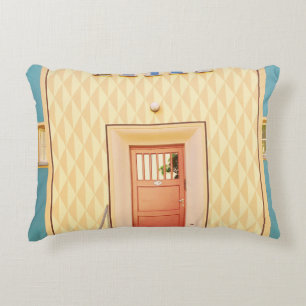 Yellow house illustration decorative cushion
