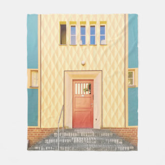 Yellow house illustration fleece blanket