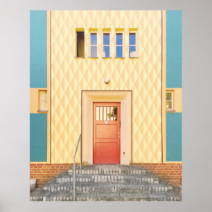 Yellow house illustration poster