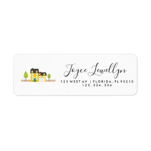 yellow house return address label
