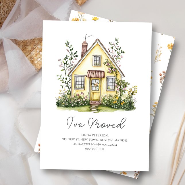  Yellow House Wildflower | New Home Address  Card (Creator Uploaded)