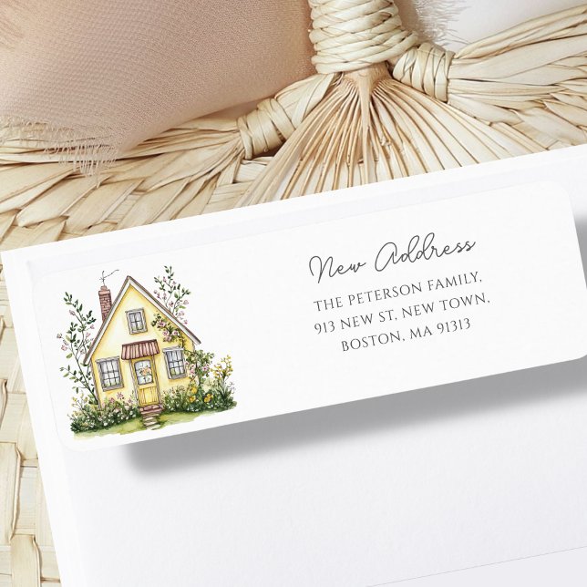  Yellow House Wildflower | New Home Address  Return Address Label (Creator Uploaded)