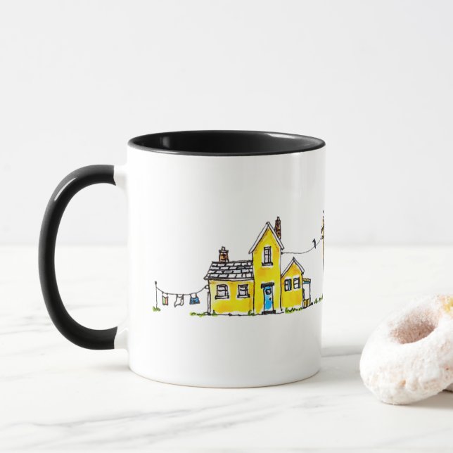 Yellow House With Laundry Mug (With Donut)