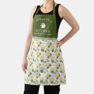 Yellow Hydragea Floral Personalised Kitchen Apron