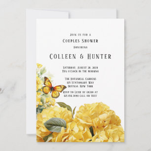 Yellow Hydrangea Butterfly Couples Shower Invitation