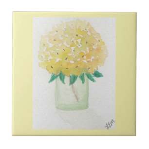 Yellow Hydrangea Ceramic Tile