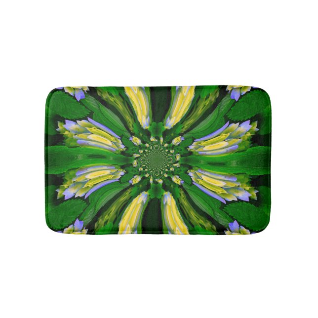 Yellow Hydrangea Flower Swirl bathmat (Front)