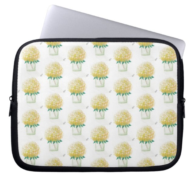 Yellow Hydrangea Laptop Sleeve (Front)