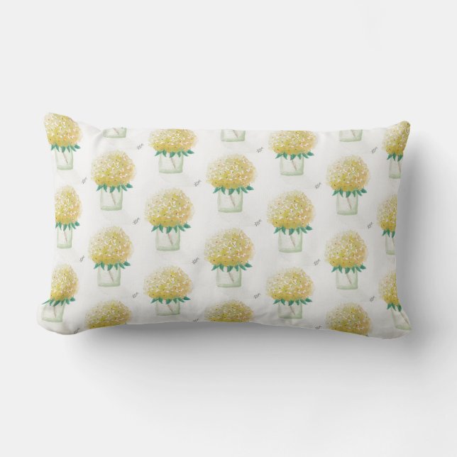 Yellow Hydrangea Lumbar Cushion (Front)