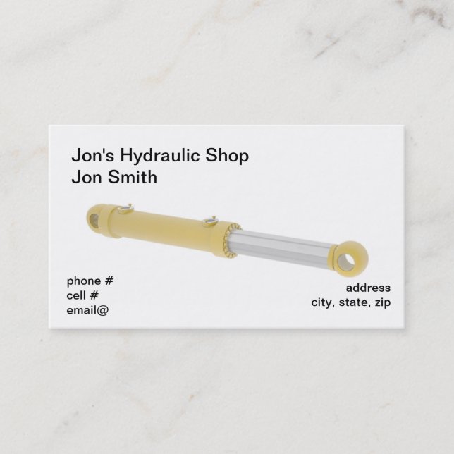 Yellow hydraulic cylinder business card (Front)