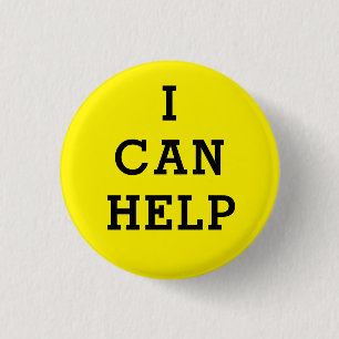 Yellow I Can Help Volunteer 3 Cm Round Badge