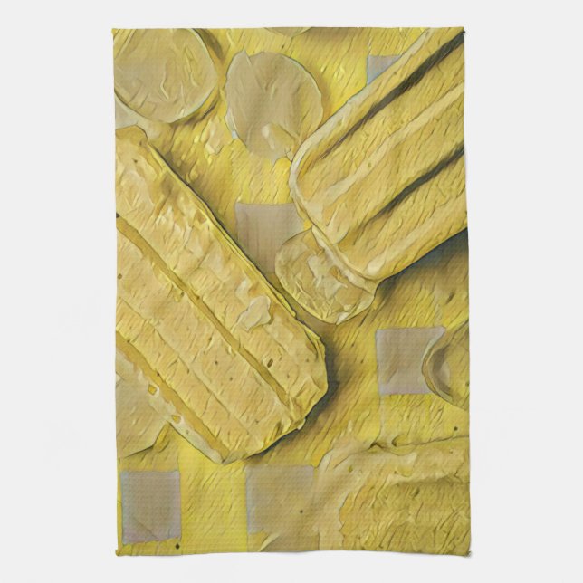 Yellow ice cream cone popsicle tea towel (Vertical)