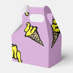Yellow ice cream on purple favour box