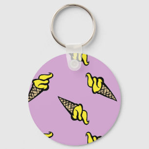 Yellow ice cream on purple key ring