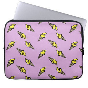 Yellow ice cream on purple laptop sleeve