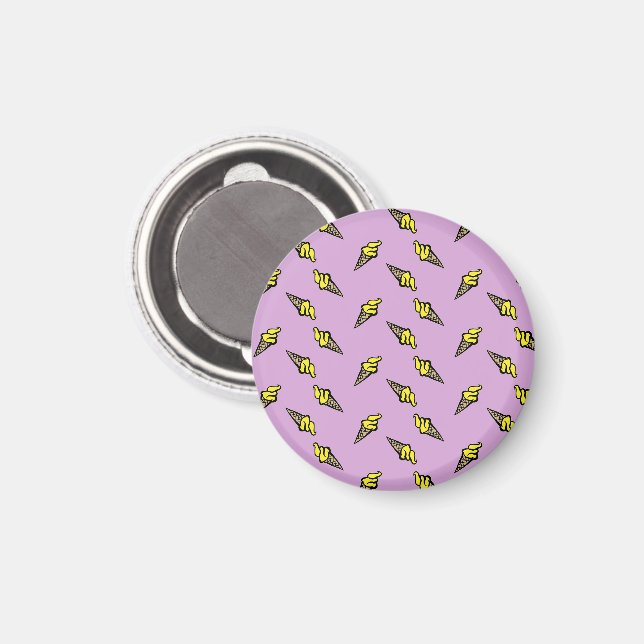 Yellow ice cream on purple magnet (Front/Back)