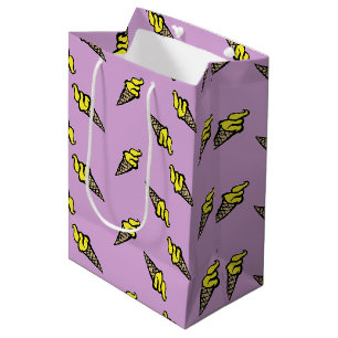 Yellow ice cream on purple medium gift bag