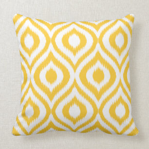 Yellow Ikat Classic Geometric Ethnic Print Cushion