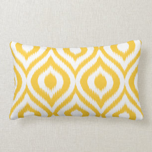 Yellow Ikat Classic Geometric Ethnic Print Lumbar Cushion