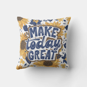 Yellow Illustration Flower Square Cushion