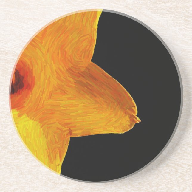 Yellow Impressionist Daffodil Sandstone Coaster (Front)